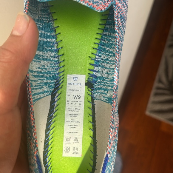 Rothy’s Retired The Round Toe Slip Turquoise Melange - Picture 3 of 5